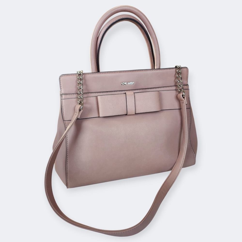 Nine West Mireya Coquette Spring Satchel Shoulder Handbag Bow-Dusty Orchid